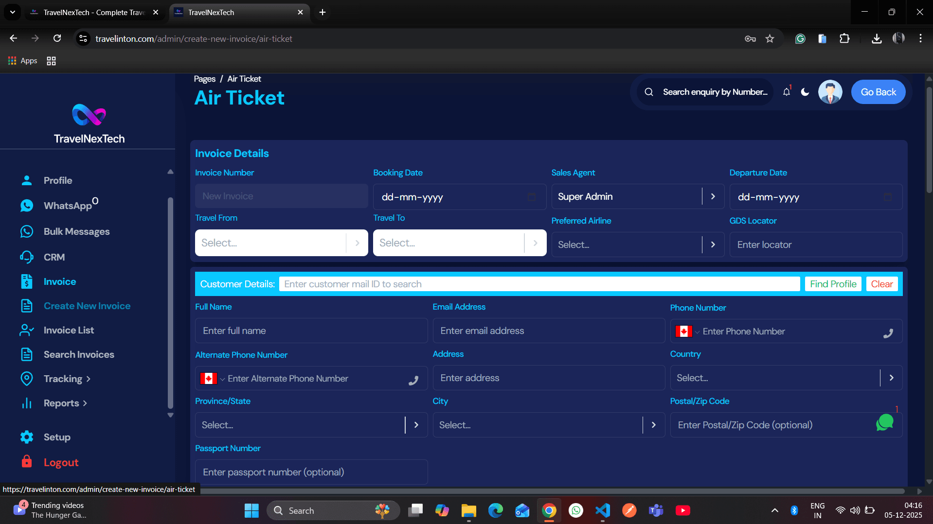 Invoice Creation System
